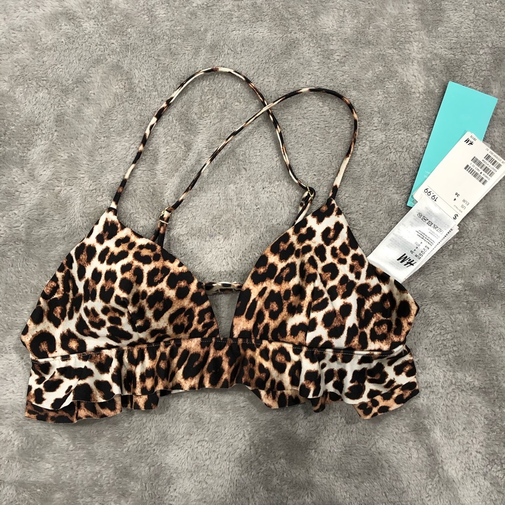 NWT H&M Leopard Print Bikini Top